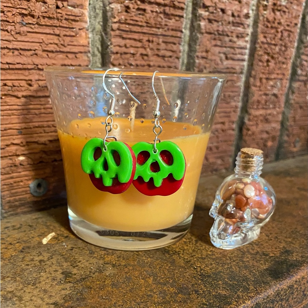 🔥SALE🔥2/$20 Poison Apple Halloween Earrings W/ .925 Sterling Silver Wires